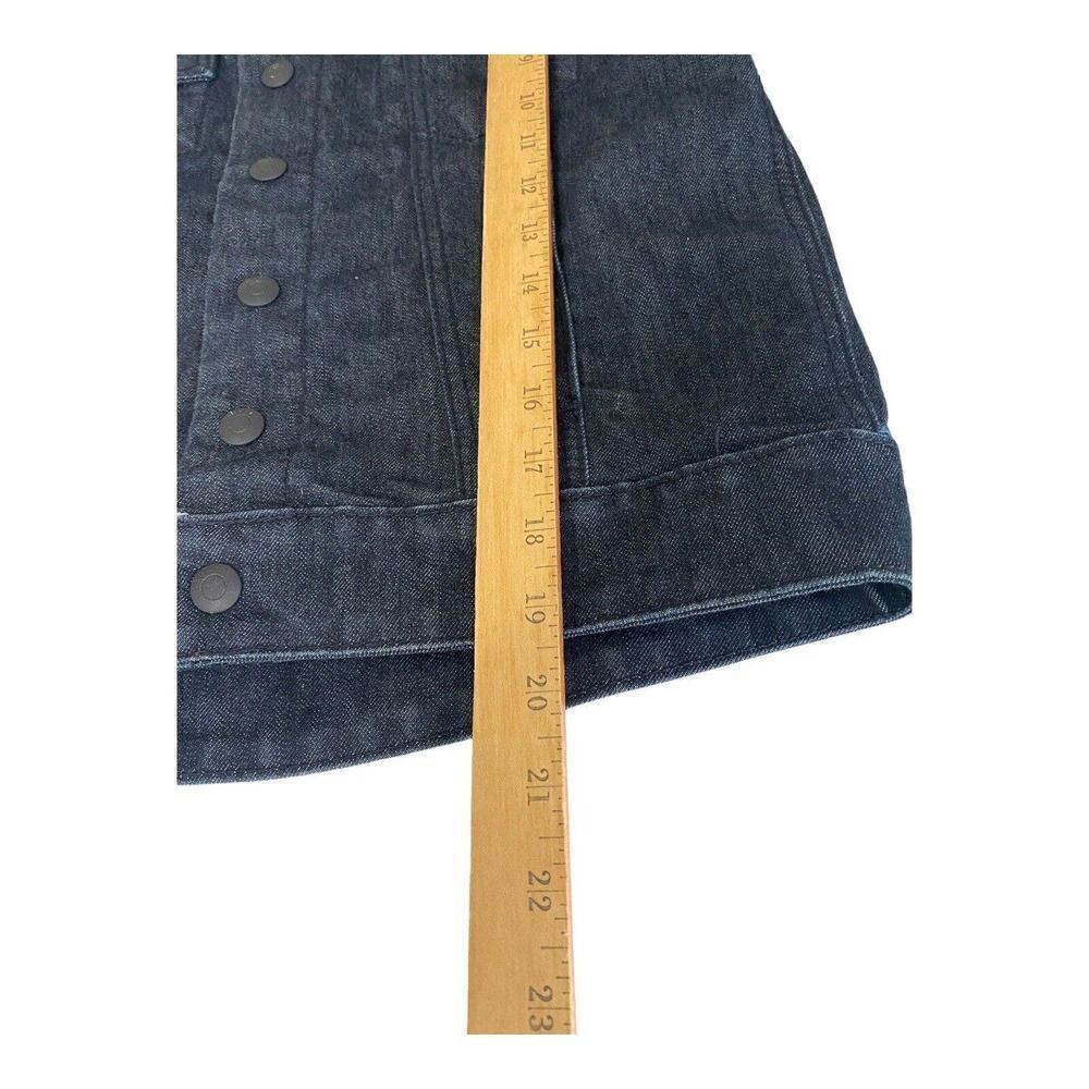 Levis Trucker Jacket with Hide -a- Way Hoodie Size L Dark Blue Logo Snaps Women - Picture 8 of 12